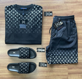 Ensemble de luxe Louis Vuitton (promotion pré-Black Friday) Chemise + Short + Tong.