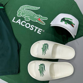 ENSEMBLE LACOSTE VERT (CHEMISE + SHORT + PANTOUFLES + CASQUETTE)