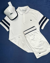 ENSEMBLE LACOSTE BLANC (CHEMISE+SHORT+CASQUETTE)